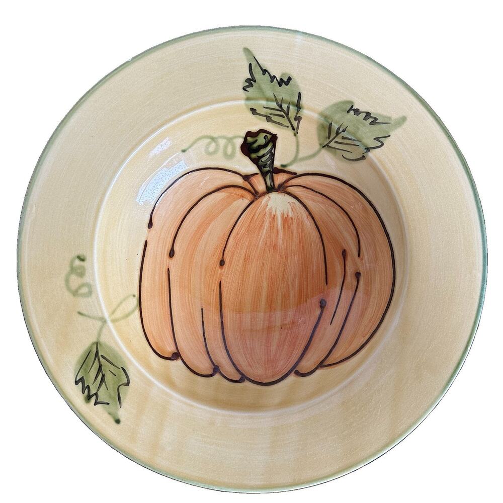 Williams Sonoma Fall Harvest Pumpkin Large Serving Bowl Hand Painted Italy